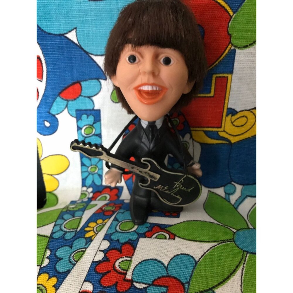 Vintage Paul McCartney Doll 1964 With Guitar Beatles Mop Top Hair US By Seltaeb